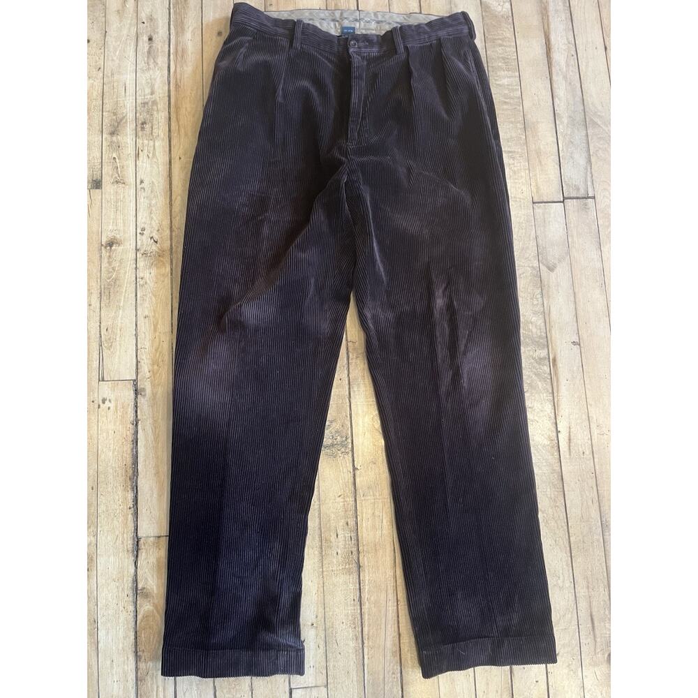 Vintage Polo Ralph Lauren Corduroy Pants Brown Andrew Pleated 35x32